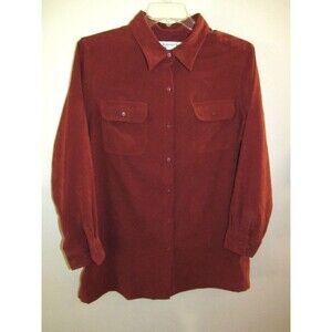 Roaman's Women's L 18W 20W Top Rust Red Faux Suede Button Tunic Pockets Western